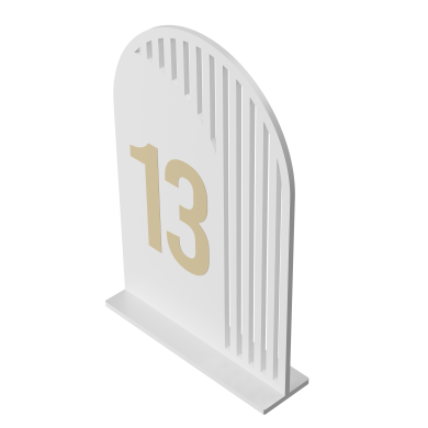 Set Numere de Masă Plexiglas Semioval Asimetric, de la 1 la 20, Eleganță Modernă pentru Evenimente, Nuntă, Botez, Alb Gold