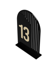 Set Numere de Masă Plexiglas Semioval Asimetric, de la 1 la 20, Eleganță Modernă pentru Evenimente, Nuntă, Botez, Negru Gold