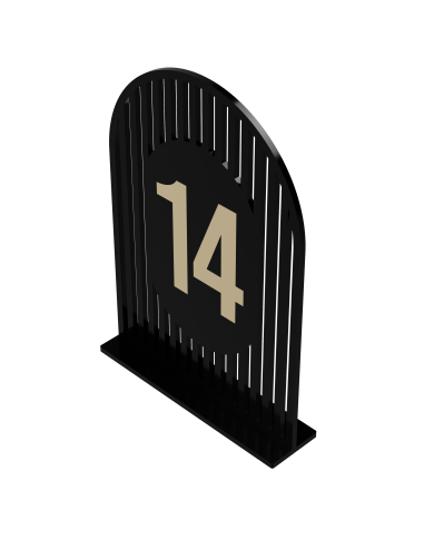 Set Numere de Masă Plexiglas Semioval Simetric de la 1 la 20, Accesorii pentru Evenimente, Nuntă, Botez, Negru Gold
