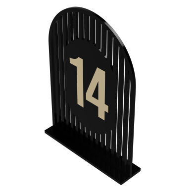 Set Numere de Masă Plexiglas Semioval Simetric de la 1 la 20, Accesorii pentru Evenimente, Nuntă, Botez, Negru Gold