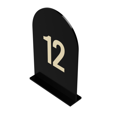 Set Numere de Masă Plexiglas Semioval Simplu, de la 1 la 20, Design Minimalist pentru Nuntă și Botez, Negru Gold
