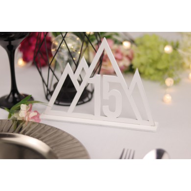 Set Numere de Masă Lemn Stil Scandinavian, de la 1 la 20, Nuntă, Botez, Evenimente Elegante, Alb