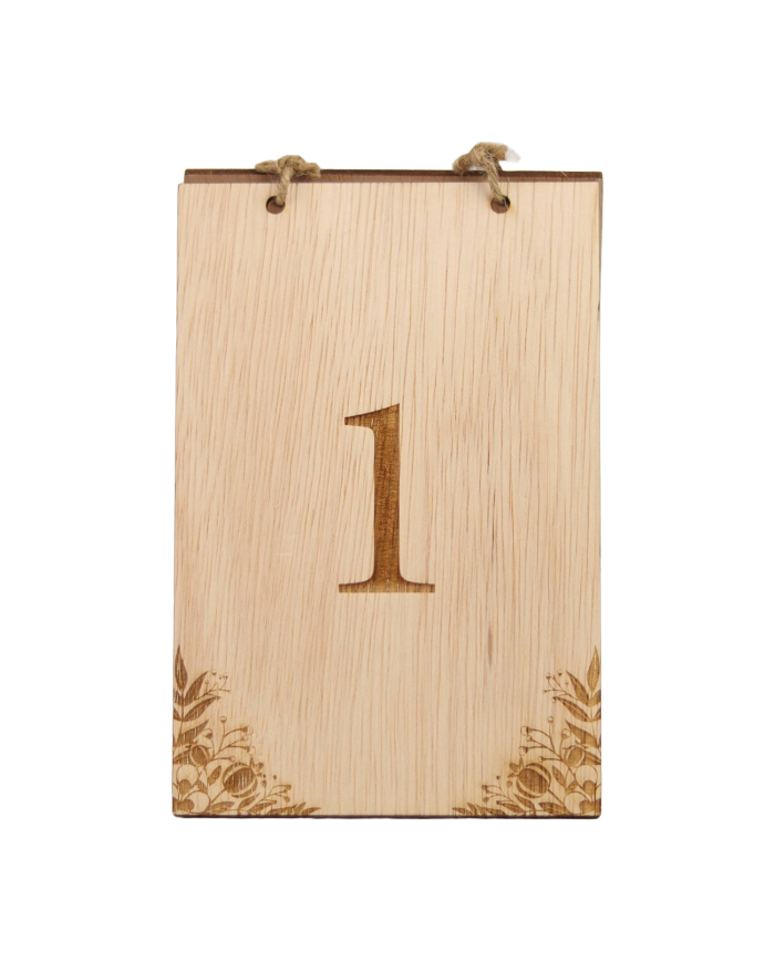 Set Numere de Masă Lemn Model Elegant "Agrișe", de la 1 la 20, Nuntă, Botez, Evenimente Speciale