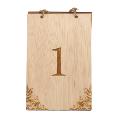 Set Numere de Masă Lemn Model Elegant "Agrișe", de la 1 la 20, Nuntă, Botez, Evenimente Speciale