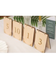 Set Numere de Masă Lemn Model Elegant "Agrișe", de la 1 la 20, Nuntă, Botez, Evenimente Speciale