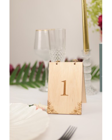 Set Numere de Masă Lemn Model Elegant "Agrișe", de la 1 la 20, Nuntă, Botez, Evenimente Speciale