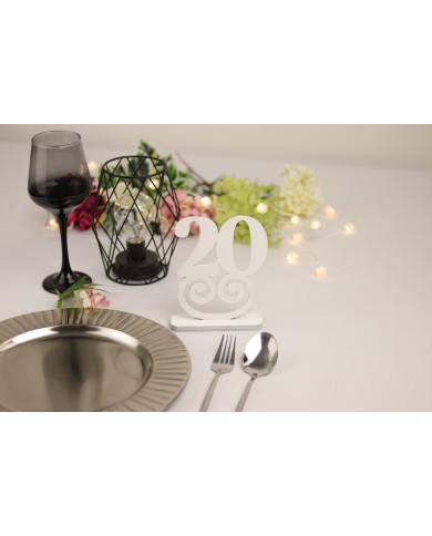Set Numere Masa din lemn, de la 1 la 20, pentru nunta, botez sau alte evenimente speciale, Alb