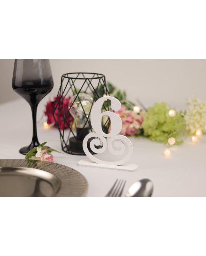 Set Numere Masa din lemn, de la 1 la 20, pentru nunta, botez sau alte evenimente speciale, Alb