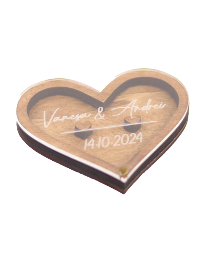 Cutiță în Formă de Inimă pentru Verighete