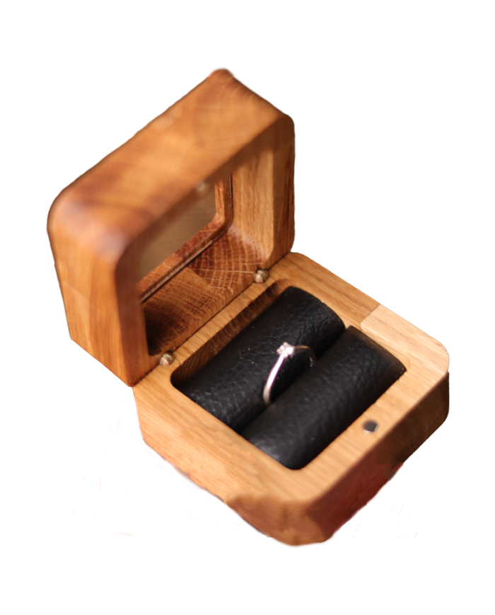 Cutiuță pentru verighete din Lemn Masiv de Stejar