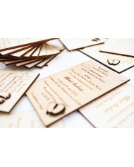 Set Invitatii Botez sau Nunta deosebite, din lemn, gravura laser, 10 bucati