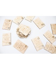 Set Invitatii Botez sau Nunta deosebite, din lemn, gravura laser, 10 bucati
