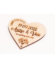 Invitatie tip Save the Date pentru a anunta data nuntii, din lemn, gravata pe laser, set de 10