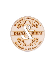 Invitatie Nunta Magnetica, din lemn, gravata pe laser, set de 10